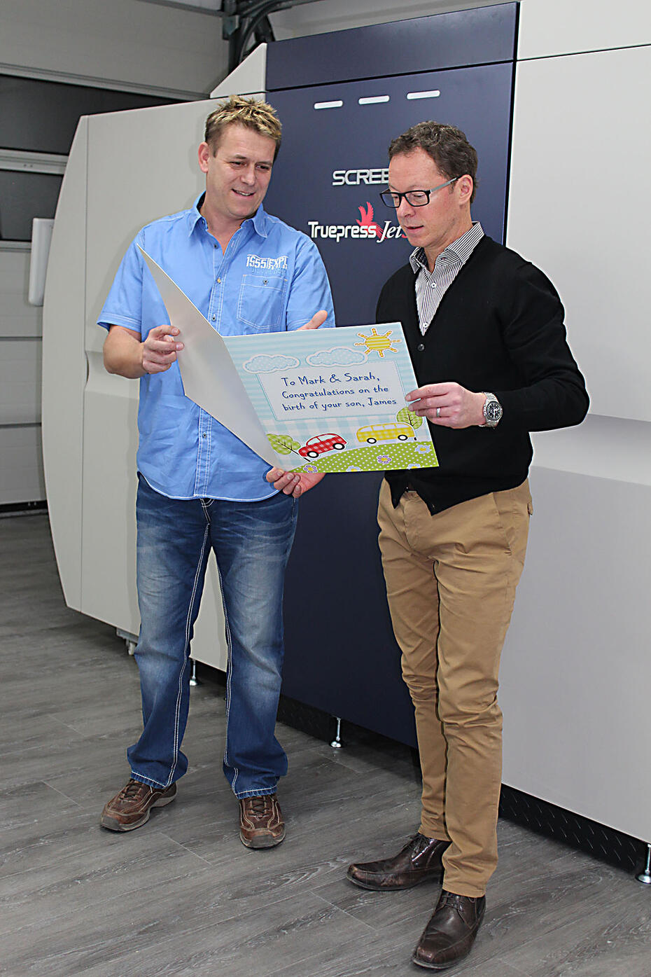 Die beiden Geschäftsleiter Roger Brogle (blaues Hemd) und Thomas Obrist